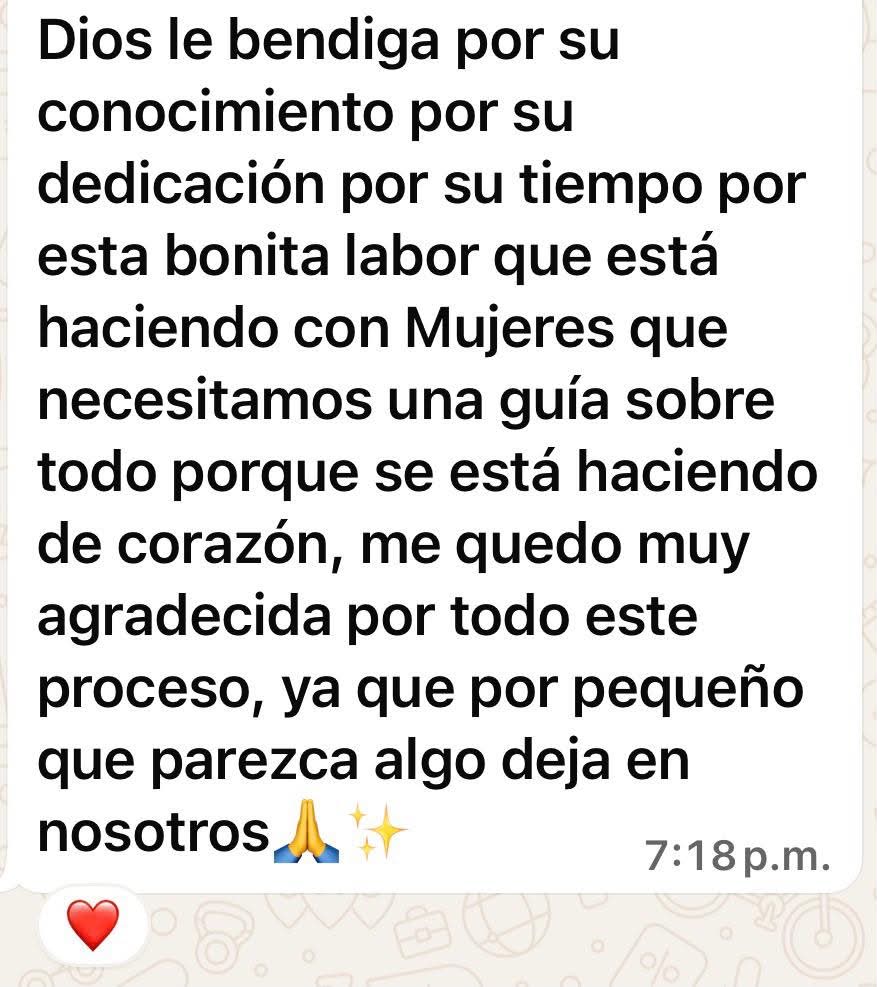 Testimonio recibido por WhatsApp