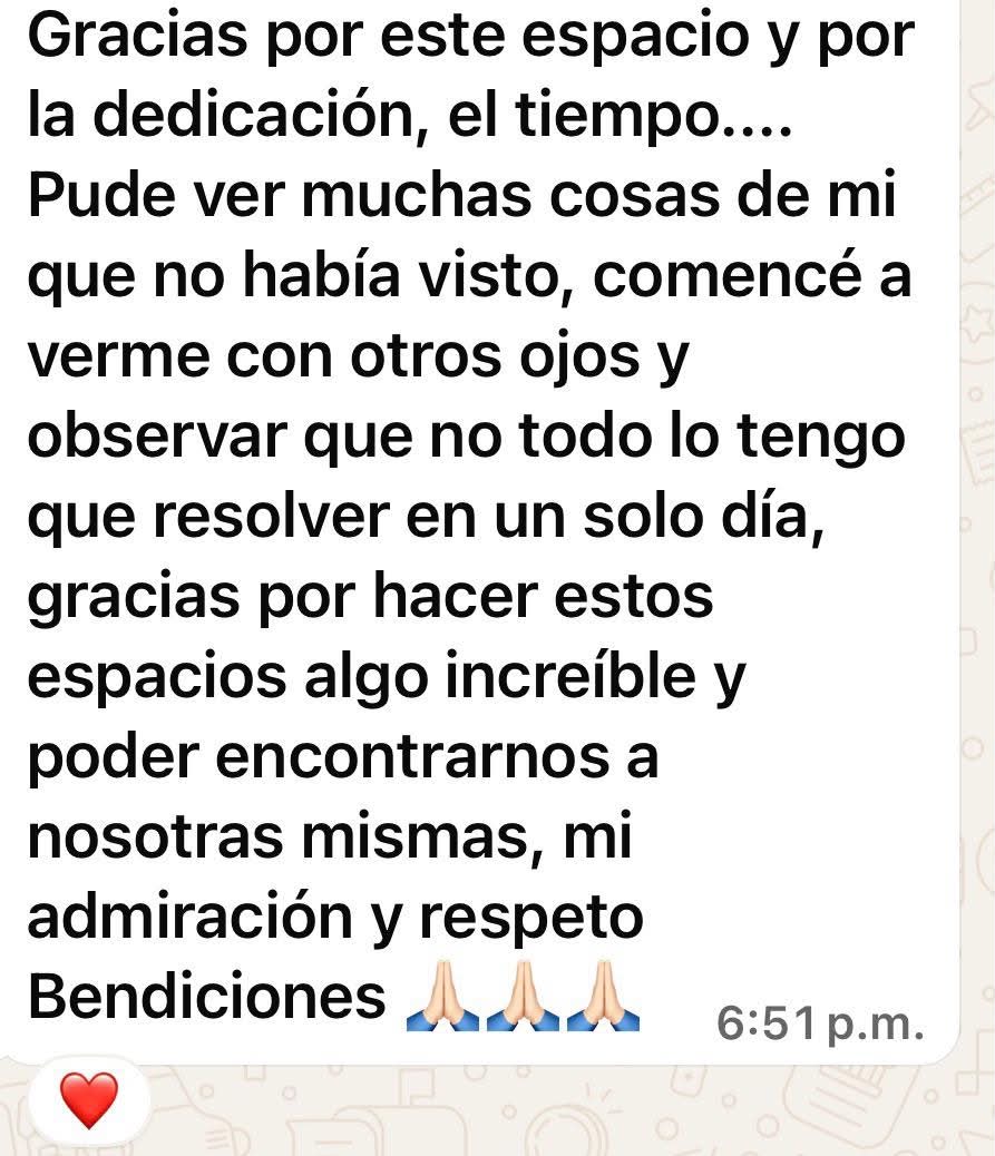 Testimonio recibido por WhatsApp
