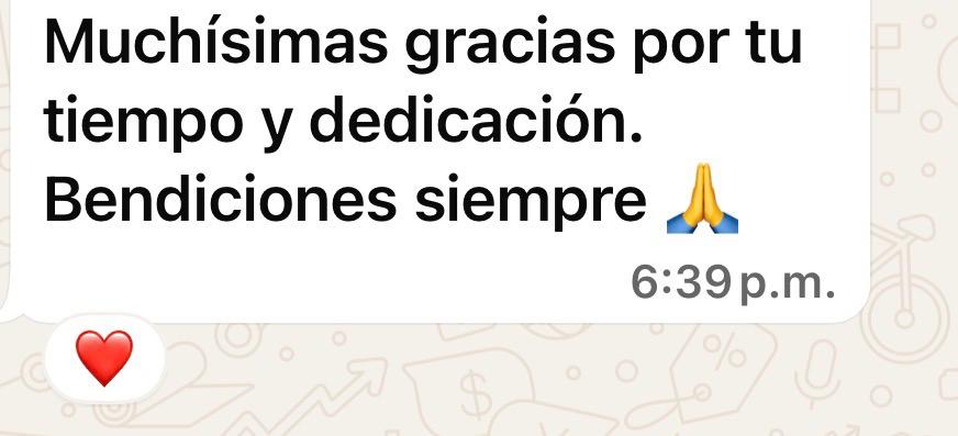 Testimonio recibido por WhatsApp